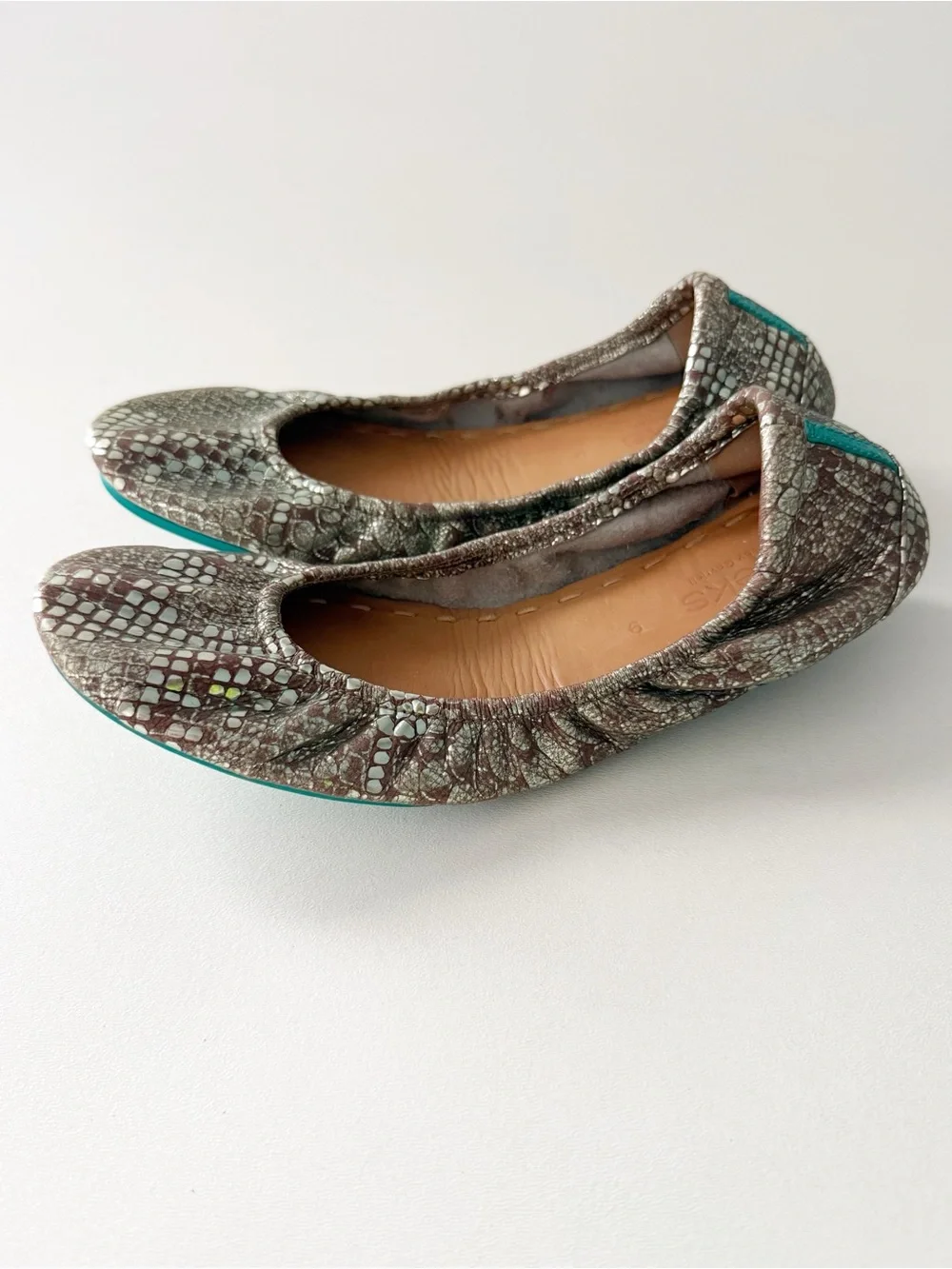 Tieks Metallic Snakeskin Ballet Flat 9 Wild Copper Leather Animal Print Travel - Picture 3 of 9